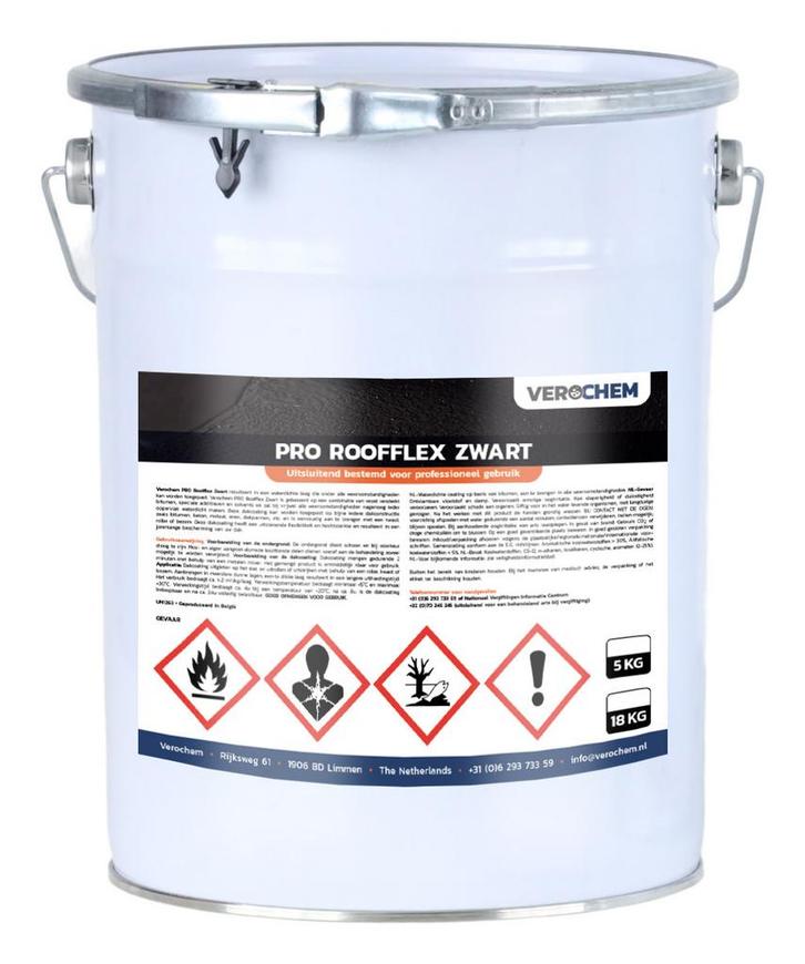 Pro Roofflex Dakcoating Zwart 18KG, Doe-het-zelf en Verbouw, Verf, Beits en Lak, Nieuw, Ophalen of Verzenden