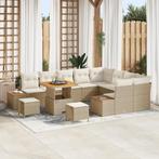 vidaXL 12-delige tuinbank set met kussens in beige poly, Tuin en Terras, Verzenden, Nieuw, Rotan