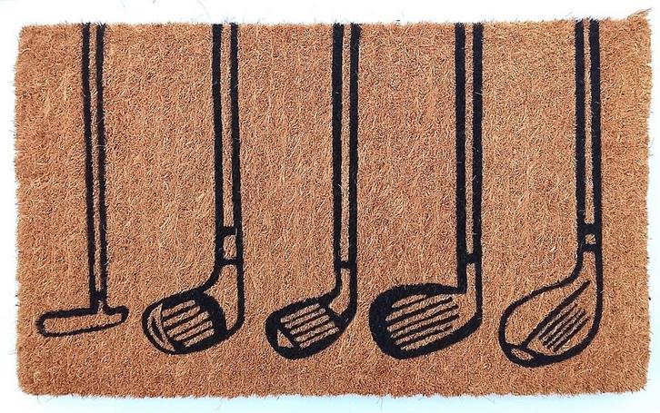 Deurmat Kokos handgeweven golf clubs 75cm, Tuin en Terras, Deurmatten, Verzenden
