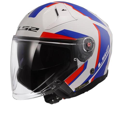LS2 OF603 Infinity II Focus Wit Blauw Rood 06 Jethelm, Motoren, Kleding | Motorhelmen, Jethelm, Heren, XXL, Nieuw met kaartje