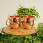 Puur koperen set van 2 mokken/bierpullen gehamerd – 2 x 470, Nieuw