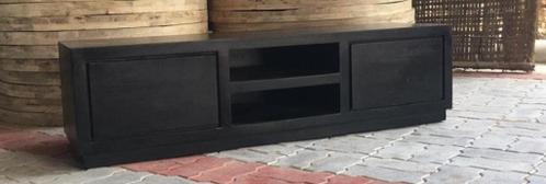 TV meubel strak Zwart mangohout industrieel 150 t/m 250 cm