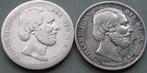 Nederland. Willem III. 2 1/2 Gulden 1855 en 1874 (Zonder, Postzegels en Munten, Munten | Nederland