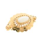 Gouden broche met witte opaal | Vintage (lange broche), Sieraden, Tassen en Uiterlijk, Broches, Gebruikt, Overige kleuren, Ophalen of Verzenden