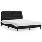 vidaXL Bed met matras kunstleer zwart en wit 140x190 cm, Overige materialen, Verzenden, Zwart, Nieuw