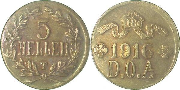5 Heller 1916t Ws Rs doppelt ! Jn 723, Postzegels en Munten, Munten | Europa | Niet-Euromunten, Verzenden