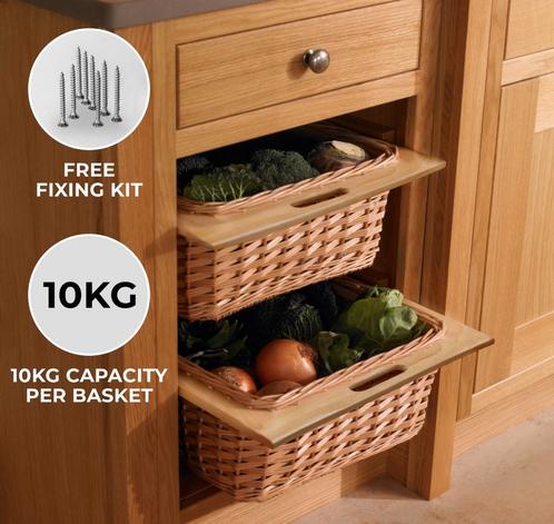 1x Uittrekbare rieten schuiflade opbergmand voor keuken -, Huis en Inrichting, Woonaccessoires | Schalen en Manden, Verzenden