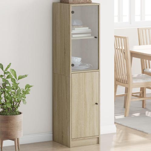 vidaXL buffetkast met glazen deur 35x37x142 cm sonoma, Huis en Inrichting, Kasten | Buffetkasten, 25 tot 50 cm, Nieuw, Overige houtsoorten