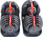 Verstelbare Dumbells 24kg set van 2 dumbbells - 15 standen, Sport en Fitness, Overige typen, Nieuw, Metaal, Verzenden