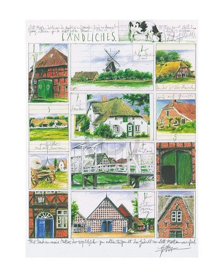 Kunstdruk Sabine Gerke - Ländliches 40x50cm, Huis en Inrichting, Woonaccessoires | Schilderijen, Tekeningen en Foto's, Nieuw, Verzenden