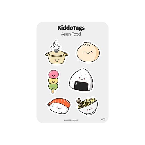 KiddoTags - Sticker Sheet 002 - Asian Food, Hobby en Vrije tijd, Stickers en Plaatjes, Sticker, Nieuw
