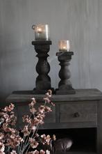 Dikke houten baluster kandelaar Umber 45 x 20 cm, Huis en Inrichting, Woonaccessoires | Kandelaars en Kaarsen, Ophalen of Verzenden