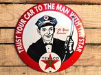Texaco "Trust Your Car to the Man with the Star" - Emaille b, Verzamelen, Verzenden, Nieuw