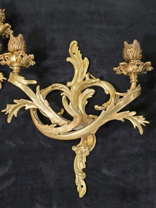 Wandkandelaar (2) - Verguld brons - Brons appliques, Antiek en Kunst, Antiek | Overige Antiek