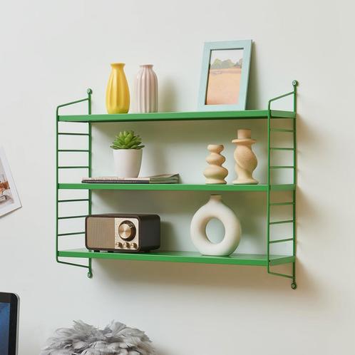 Wandrek Strängnäs met 3 planken staal appelgroen 50x60x15 cm, Huis en Inrichting, Woonaccessoires | Wandplanken en Boekenplanken