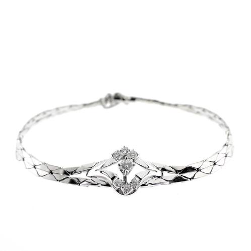 Witgouden cobra schakel armband met diamanten 0,33 ct. |..., Sieraden, Tassen en Uiterlijk, Armbanden, Overige kleuren, Gebruikt