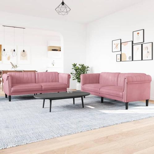 vidaXL 2-delige Loungeset fluweel roze, Huis en Inrichting, Banken | Bankstellen, Nieuw, Verzenden