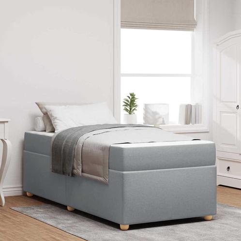 vidaXL Bedframe met matras Lichtgrijs 80 x 200 cm Stof, Huis en Inrichting, Slaapkamer | Bedden, Nieuw, Stof, Verzenden
