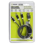Benson Universele 3 in 1 Kabel - Lightning - Micro USB -..., Telecommunicatie, Mobiele telefoons | Telefoon-opladers, Nieuw, Ophalen of Verzenden