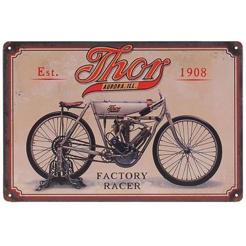 Metalen plaatje - Motor Thor Factory Racer NIEUW, Huis en Inrichting, Woonaccessoires | Tekstborden en Spreuken, Nieuw, Ophalen of Verzenden