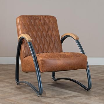 40% Korting: Industriële fauteuil Ivy eco-leer cognac beschikbaar voor biedingen