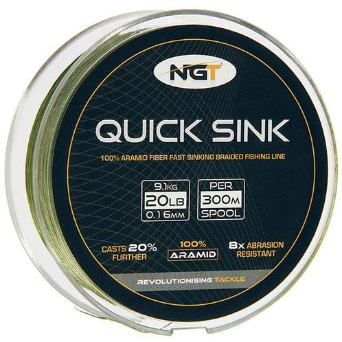 NGT 300m Spool Of Quick Sink Moss Green 20lb Braid, Watersport en Boten, Hengelsport | Algemeen, Vislijn, Nieuw, Verzenden
