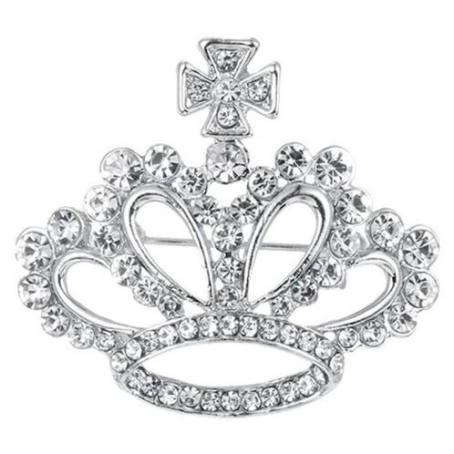 Fako Bijoux® - Broche - Kroon - Kristal - 43x39mm -, Sieraden, Tassen en Uiterlijk, Broches, Verzenden