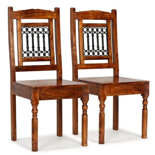 vidaXL Eetkamerstoelen 2 st klassiek hout met, Huis en Inrichting, Stoelen, Bruin, Nieuw, Verzenden