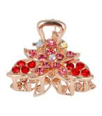 Haarspeld Klem Bloem Metaal Strass 3cm Roze Rood, Verzenden, Nieuw