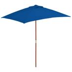 Parasol met houten paal 150x200 cm blauw (Overige), Nieuw, Verzenden