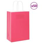 vidaXL Papieren zakken 50 st met hengsels 15x8x21 cm roze, Verzenden, Nieuw