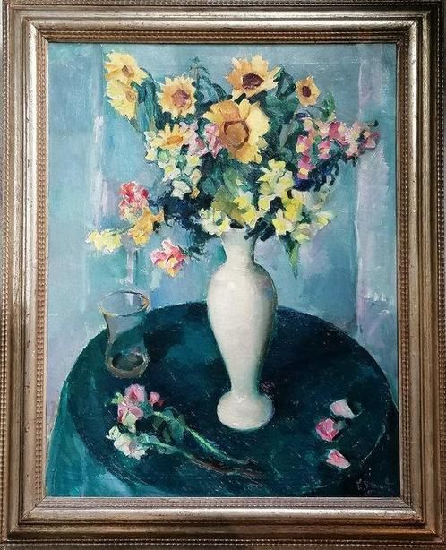 Frantisek Zikmund (1893-1955) - Still life with flowers in a, Antiek en Kunst, Kunst | Schilderijen | Klassiek