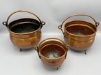 Drie mooie bloempotten heksen ketels - Bloempot (3) - Koper, Antiek en Kunst