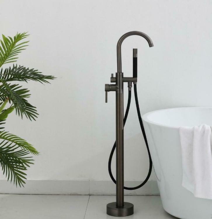 SaniSupreme Badkraan Ancona vrijstaand model mat zwart, Doe-het-zelf en Verbouw, Sanitair, Bad, Nieuw, Koper, Rvs, Verzenden