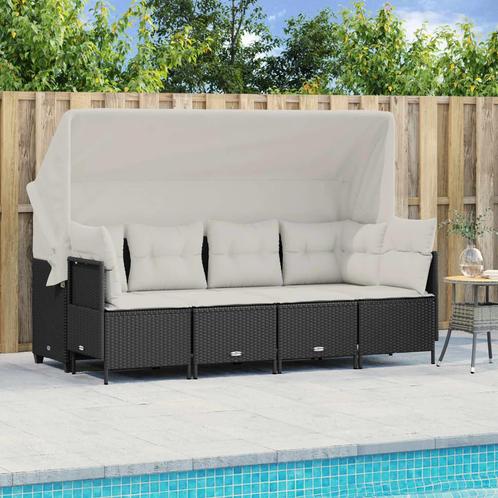 vidaXL 5-delige Loungeset met kussens poly rattan zwart, Tuin en Terras, Tuinsets en Loungesets, Loungeset, Nieuw, Rotan, Verzenden