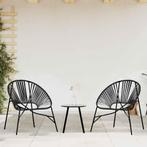 vidaXL Set tuinstoelen 3-delig poly rattan zwart, Verzenden, Nieuw, Rotan