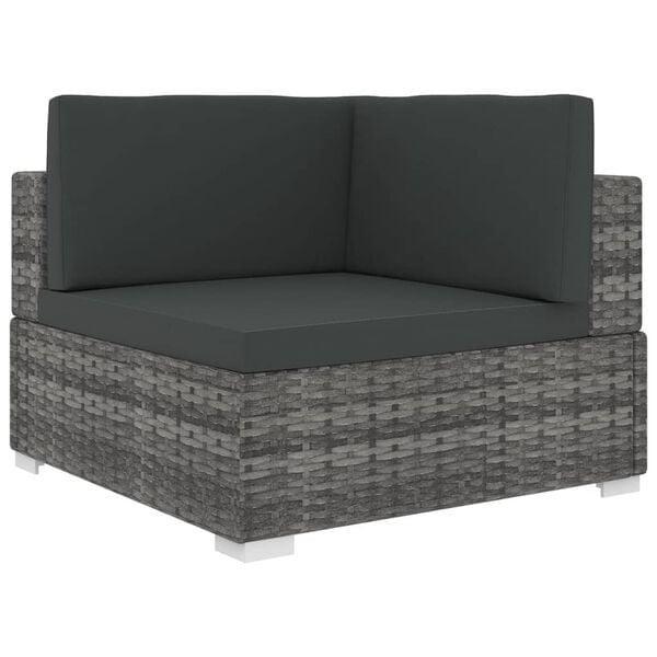 Hoekbank Grijs Rattan | Retourdeal | Loungebank buiten 42%, Huis en Inrichting, Banken | Bankstellen, Minder dan 150 cm, Minder dan 75 cm