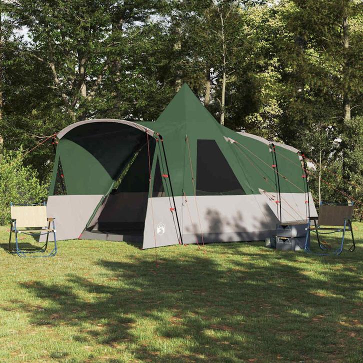 vidaXL Teepee Tent met dak met opslag Groen 720 x 465 x 295, Caravans en Kamperen, Tenten, Nieuw, Verzenden