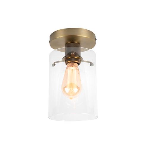 Moderne plafondlamp brons met glas - Dome, Huis en Inrichting, Lampen | Plafondlampen, Nieuw, Overige materialen