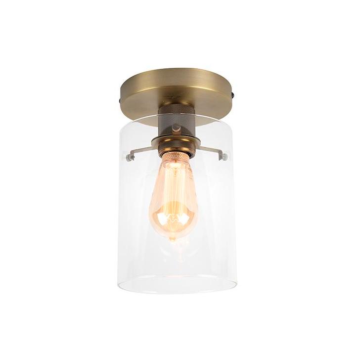 Moderne plafondlamp brons met glas - Dome, Huis en Inrichting, Lampen | Plafondlampen, Nieuw, Overige materialen