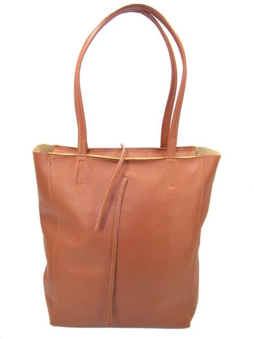 Cognac Vera Pelle leren shopper, Sieraden, Tassen en Uiterlijk, Tassen | Schoudertassen, Nieuw, Verzenden