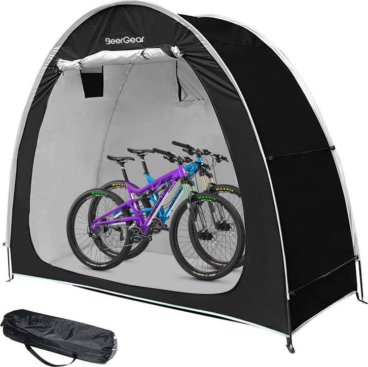 Fietstent met afneembare regenhoes - Schuurtent Camping -, Caravans en Kamperen, Regenkleding, Zo goed als nieuw, Ophalen of Verzenden