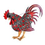 Fako Bijoux® - Broche - Haan Kristal - 63x53mm - Rood, Verzenden, Nieuw