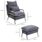 TRUUSK Fauteuil Met Poef, Inclusief Kussens, 68 Cm X 91,5 Cm, Huis en Inrichting, Fauteuils, Verzenden, Nieuw