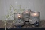 Cilinder windlicht Dew grey bubbles 10 cm, Ophalen of Verzenden, Nieuw