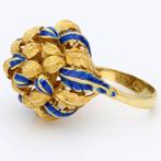 Ring - 18 karaat Geel goud - Emaille, Sieraden, Tassen en Uiterlijk, Antieke sieraden