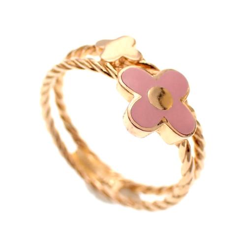 18 Krt. gouden ring met emaille bloem (unieke ring), Sieraden, Tassen en Uiterlijk, Ringen, Dame, Overige kleuren, Kleiner dan 17