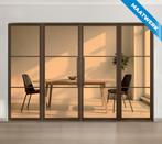 Dubbele stalen taatsdeur met glaspaneel, 3 vlaks, brons, bro, Nieuw, Metaal, Overige typen