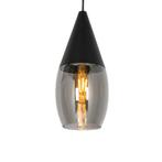 Moderne hanglamp zwart met smoke glas - Drop, Nieuw, Glas, Modern, 75 cm of meer