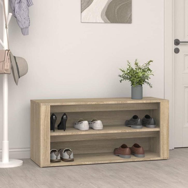 vidaXL Schoenenrek 100x35x45 cm bewerkt hout sonoma, Huis en Inrichting, Kasten | Schoenenrekken, Nieuw, Verzenden